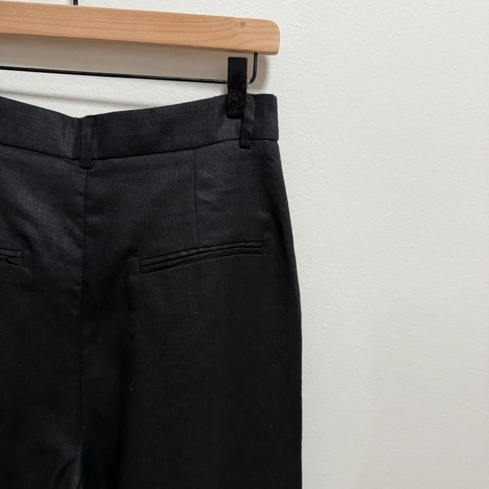 Reformation mason linen pants black high rise drapey wide‎ leg trouser 8Petite